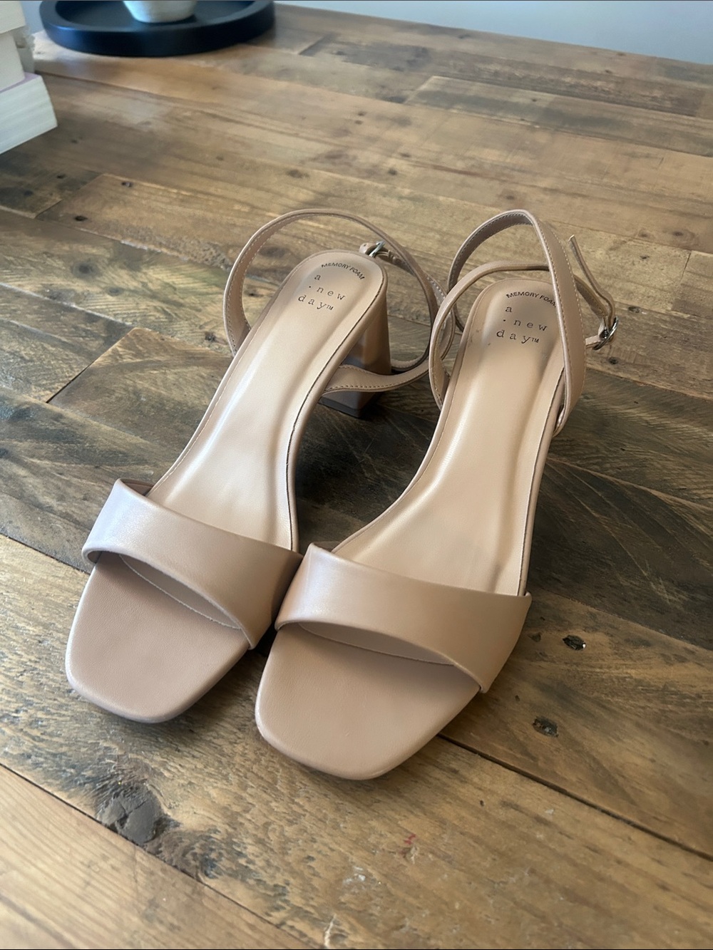 a new day Beige Block Heel Sandal with Ankle Strap